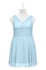 ColsBM Vienna Ice Blue Plus Size Bridesmaid Dresses V-neck Casual Knee Length Zip up Sleeveless Sequin