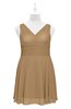 ColsBM Vienna Indian Tan Plus Size Bridesmaid Dresses V-neck Casual Knee Length Zip up Sleeveless Sequin