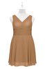 ColsBM Vienna Light Brown Plus Size Bridesmaid Dresses V-neck Casual Knee Length Zip up Sleeveless Sequin