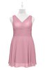 ColsBM Vienna Light Coral Plus Size Bridesmaid Dresses V-neck Casual Knee Length Zip up Sleeveless Sequin