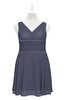 ColsBM Vienna Nightshadow Blue Plus Size Bridesmaid Dresses V-neck Casual Knee Length Zip up Sleeveless Sequin