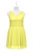 ColsBM Vienna Pale Yellow Plus Size Bridesmaid Dresses V-neck Casual Knee Length Zip up Sleeveless Sequin