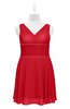 ColsBM Vienna Red Plus Size Bridesmaid Dresses V-neck Casual Knee Length Zip up Sleeveless Sequin
