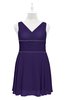 ColsBM Vienna Royal Purple Plus Size Bridesmaid Dresses V-neck Casual Knee Length Zip up Sleeveless Sequin