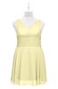 ColsBM Vienna Soft Yellow Plus Size Bridesmaid Dresses V-neck Casual Knee Length Zip up Sleeveless Sequin