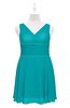 ColsBM Vienna Teal Plus Size Bridesmaid Dresses V-neck Casual Knee Length Zip up Sleeveless Sequin