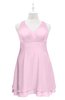 ColsBM Nathaly Baby Pink Plus Size Bridesmaid Dresses Sleeveless Knee Length A-line Zipper Pleated Plain