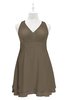 ColsBM Nathaly Carafe Brown Plus Size Bridesmaid Dresses Sleeveless Knee Length A-line Zipper Pleated Plain