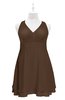 ColsBM Nathaly Chocolate Brown Plus Size Bridesmaid Dresses Sleeveless Knee Length A-line Zipper Pleated Plain
