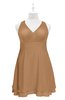 ColsBM Nathaly Light Brown Plus Size Bridesmaid Dresses Sleeveless Knee Length A-line Zipper Pleated Plain