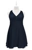 ColsBM Nathaly Navy Blue Plus Size Bridesmaid Dresses Sleeveless Knee Length A-line Zipper Pleated Plain