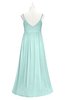 ColsBM Tinley Blue Glass Plus Size Bridesmaid Dresses A-line V-neck Brush Train Sleeveless Sexy Zipper