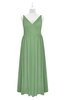 ColsBM Tinley Fair Green Plus Size Bridesmaid Dresses A-line V-neck Brush Train Sleeveless Sexy Zipper