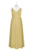 ColsBM Tinley Gold Plus Size Bridesmaid Dresses A-line V-neck Brush Train Sleeveless Sexy Zipper