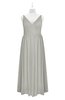 ColsBM Tinley Platinum Plus Size Bridesmaid Dresses A-line V-neck Brush Train Sleeveless Sexy Zipper