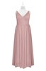 ColsBM Tinley Silver Pink Plus Size Bridesmaid Dresses A-line V-neck Brush Train Sleeveless Sexy Zipper