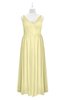 ColsBM Tinley Soft Yellow Plus Size Bridesmaid Dresses A-line V-neck Brush Train Sleeveless Sexy Zipper