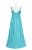 ColsBM Tinley Turquoise Plus Size Bridesmaid Dresses A-line V-neck Brush Train Sleeveless Sexy Zipper
