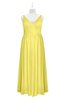 ColsBM Tinley Yellow Iris Plus Size Bridesmaid Dresses A-line V-neck Brush Train Sleeveless Sexy Zipper