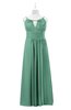 ColsBM Myah Beryl Green Plus Size Bridesmaid Dresses Floor Length Zip up A-line Glamorous Pleated Scoop
