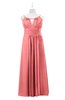 ColsBM Myah Coral Plus Size Bridesmaid Dresses Floor Length Zip up A-line Glamorous Pleated Scoop