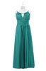 ColsBM Myah Emerald Green Plus Size Bridesmaid Dresses Floor Length Zip up A-line Glamorous Pleated Scoop