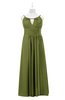 ColsBM Myah Olive Green Plus Size Bridesmaid Dresses Floor Length Zip up A-line Glamorous Pleated Scoop