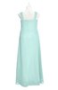 ColsBM Naya Blue Glass Plus Size Bridesmaid Dresses A-line Floor Length Zipper Casual Sleeveless Ruching