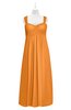 ColsBM Naya Orange Plus Size Bridesmaid Dresses A-line Floor Length Zipper Casual Sleeveless Ruching