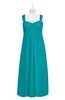 ColsBM Naya Peacock Blue Plus Size Bridesmaid Dresses A-line Floor Length Zipper Casual Sleeveless Ruching