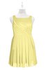 ColsBM Zariah Pastel Yellow Plus Size Bridesmaid Dresses Ruching Mature Square Zip up Sleeveless A-line