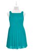 ColsBM Zariah Peacock Blue Plus Size Bridesmaid Dresses Ruching Mature Square Zip up Sleeveless A-line