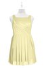ColsBM Zariah Soft Yellow Plus Size Bridesmaid Dresses Ruching Mature Square Zip up Sleeveless A-line