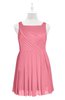 ColsBM Zariah Watermelon Plus Size Bridesmaid Dresses Ruching Mature Square Zip up Sleeveless A-line