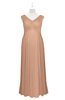 ColsBM Malaya Almost Apricot Plus Size Bridesmaid Dresses Ruching Elegant A-line Floor Length V-neck Zipper