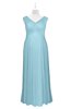 ColsBM Malaya Aqua Plus Size Bridesmaid Dresses Ruching Elegant A-line Floor Length V-neck Zipper