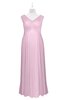 ColsBM Malaya Baby Pink Plus Size Bridesmaid Dresses Ruching Elegant A-line Floor Length V-neck Zipper