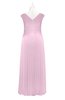 ColsBM Malaya Baby Pink Plus Size Bridesmaid Dresses Ruching Elegant A-line Floor Length V-neck Zipper