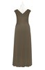 ColsBM Malaya Carafe Brown Plus Size Bridesmaid Dresses Ruching Elegant A-line Floor Length V-neck Zipper