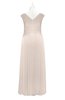ColsBM Malaya Cream Pink Plus Size Bridesmaid Dresses Ruching Elegant A-line Floor Length V-neck Zipper