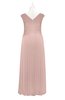 ColsBM Malaya Dusty Rose Plus Size Bridesmaid Dresses Ruching Elegant A-line Floor Length V-neck Zipper