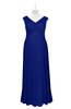 ColsBM Malaya Electric Blue Plus Size Bridesmaid Dresses Ruching Elegant A-line Floor Length V-neck Zipper
