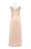 ColsBM Malaya Fresh Salmon Plus Size Bridesmaid Dresses Ruching Elegant A-line Floor Length V-neck Zipper