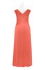ColsBM Malaya Fusion Coral Plus Size Bridesmaid Dresses Ruching Elegant A-line Floor Length V-neck Zipper