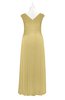 ColsBM Malaya Gold Plus Size Bridesmaid Dresses Ruching Elegant A-line Floor Length V-neck Zipper