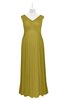 ColsBM Malaya Golden Olive Plus Size Bridesmaid Dresses Ruching Elegant A-line Floor Length V-neck Zipper
