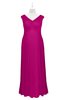 ColsBM Malaya Hot Pink Plus Size Bridesmaid Dresses Ruching Elegant A-line Floor Length V-neck Zipper