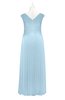 ColsBM Malaya Ice Blue Plus Size Bridesmaid Dresses Ruching Elegant A-line Floor Length V-neck Zipper