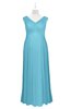 ColsBM Malaya Light Blue Plus Size Bridesmaid Dresses Ruching Elegant A-line Floor Length V-neck Zipper