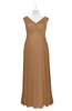 ColsBM Malaya Light Brown Plus Size Bridesmaid Dresses Ruching Elegant A-line Floor Length V-neck Zipper